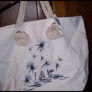 Old Navy Nautical Cotton Tote NWT